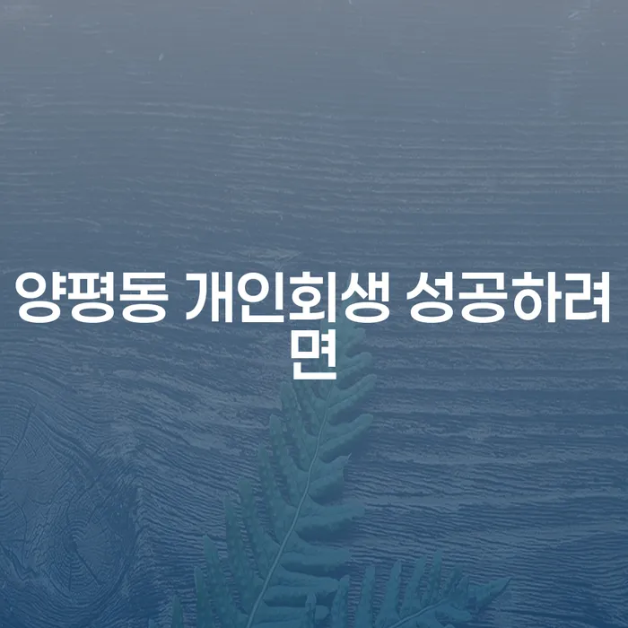 양평동 개인회생 성공하려면